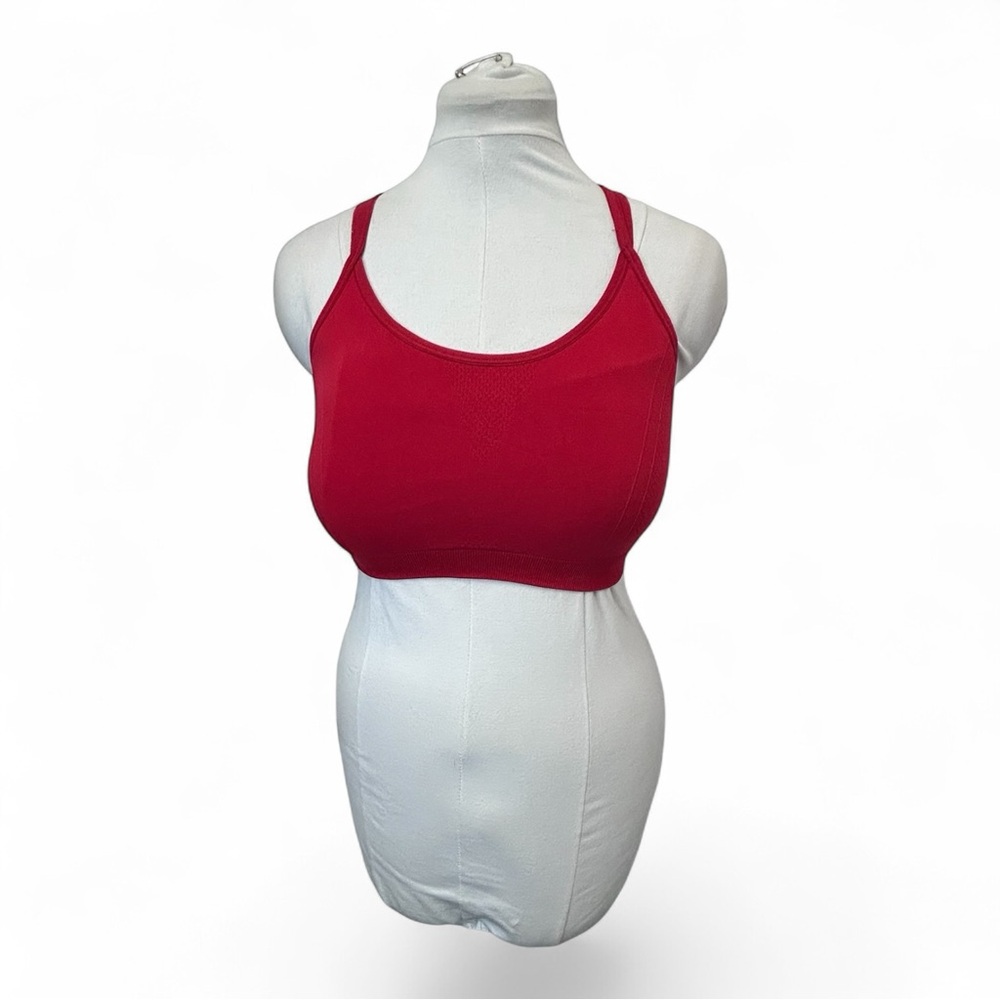 Reebok Women’s Strappy CrissCross Sports Bra Activewear Casual Vibrant Red M